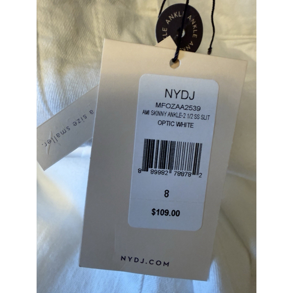 NYDJ Jeans Size 8 Women’s White Stretch Pants Mid Rise Ami Skinny NWT - Picture 5 of 10